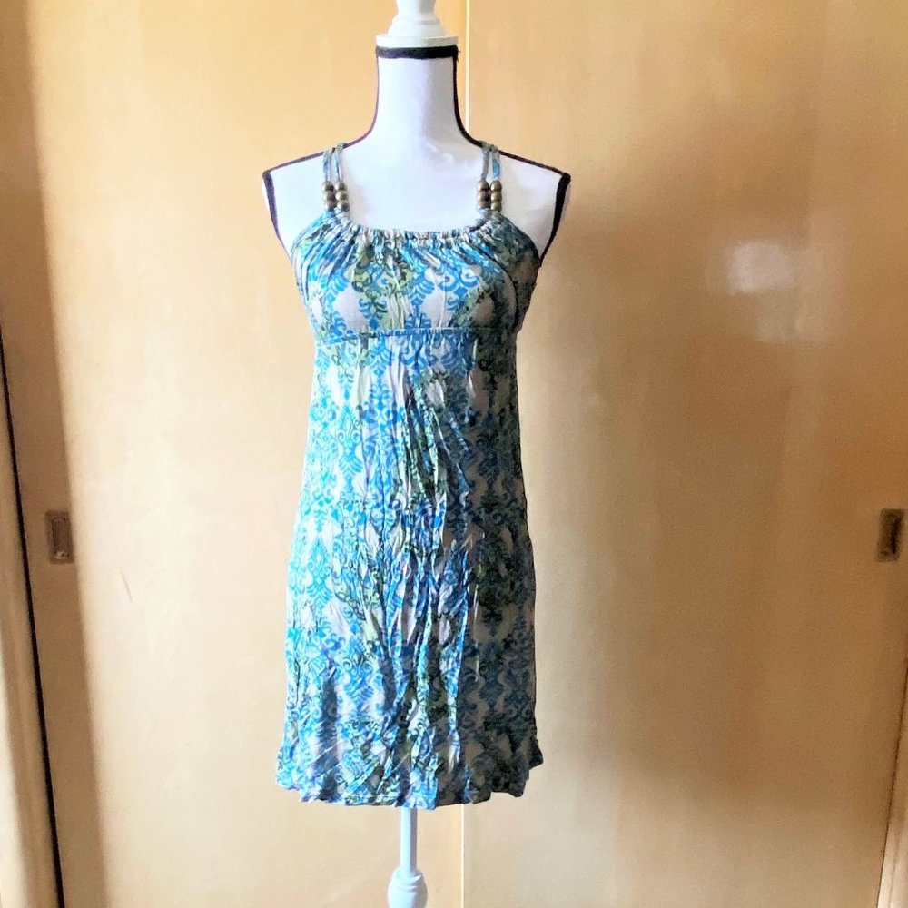 NWT Sz S Ventti Blue/Green Strappy Casual Dress